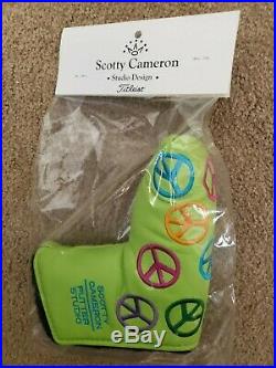 NOS NIB Scotty Cameron 2003 Lime Green Peace sign Putter Headcover withtool