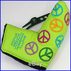 New 2003 Scotty Cameron Lime Peace Sign Putter Headcover Cover & Tool