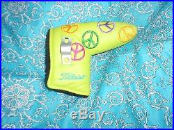 RARE BRAND NEW COLLECTOR'S SCOTTY CAMERON LIME PEACE SIGNS WithTOOL PUTTER COVER