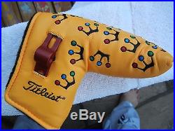 SCOTTY CAMERON YELLOW DANCING CROWNS HEADCOVER with divot tool