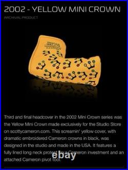 Scotty Cameron 2002 Yellow Mini Dancing Crowns Putter Head Cover with Pivot Tool