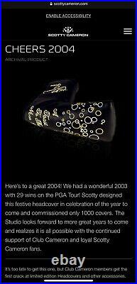 Scotty Cameron 2004 1/1000 Toast To The New Year WithDivot Tool Putter Headcover