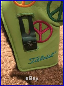 Scotty Cameron Lime Green Peace Sign Putter Studio 2003 Headcover withDivot Tool