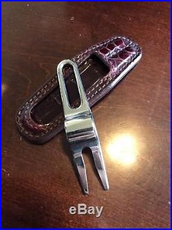 Scotty Cameron Stainless Oval Pivot Tool With Burgundy Alligator Holster