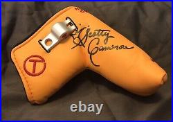 Signed Circle T Yellow Scotty Cameron head cover with signed note
