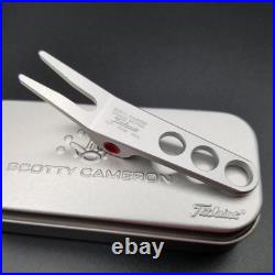 Titleist Scotty Cameron Pivot Divot Tool Golf Green Repair Fork Silver Red Case