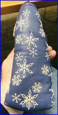 Used Scotty Cameron Blue Holiday Snowflakes Putter Cover with tool by Titleist