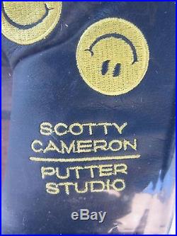 Very Rare Scotty Cameron Smiley Face Be Happy Black / Yellow Headcover with Tool